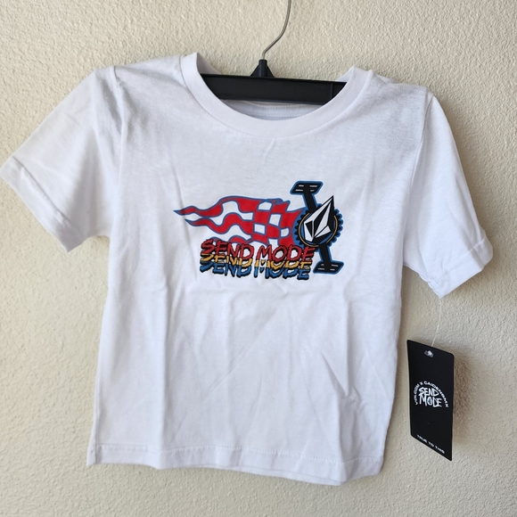 LITTLE BOYS CRANK IT UP SHORT SLEEVE TEE - WHITE VOLCOM SEND MODE - Picture 2 of 10
